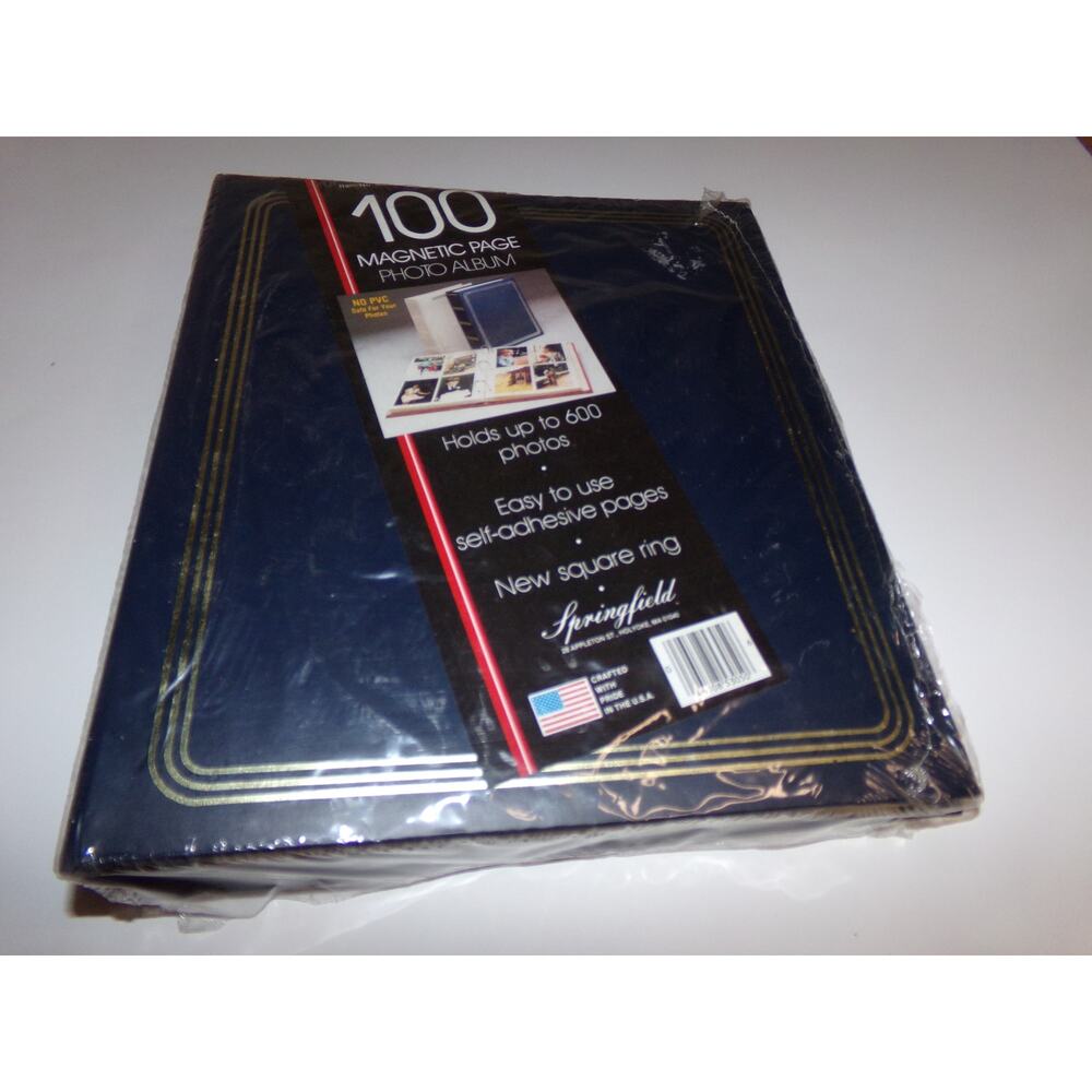 100 Page Magnetic Page Photo Album 3 ring New UP to 600 photo‎ Navy/gold